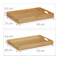 Set Nampan Sajian Bambu Gaya Japandi Mewah Kustom, 2 Buah, Multifungsi untuk Dapur & Ruang Tamu, Penggunaan Makan Malam
