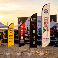 Support de bannière publicitaire personnalisée en forme de goutte d'eau, drapeau de plage avec mât en fibre de verre, drapeau plume promotionnel extérieur