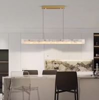Lustre rectangulaire moderne en albâtre espagnol, suspension LED dimmable E12, blanc chaud, pour cuisine et salle à manger