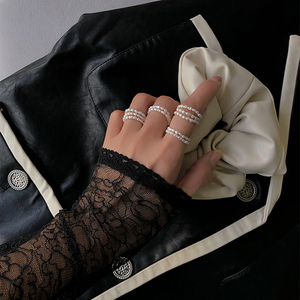 Bagues géométriques pour femmes, bague minimaliste en cercle continu, bijoux bohèmes <span class=keywords><strong>2022</strong></span>, perles multiples, perle d'eau douce naturelle, 1 pièce - Product Image 5