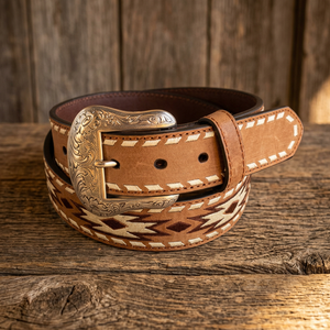 Ceinture unisexe en cuir véritable de vachette, imprimée sur mesure, imperméable, carrée, décontractée, pour soirée, motif floral, largeur 3,8 cm, avec boucle en acier durable - Product Image 2