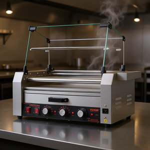 Grill électrique Vevor 18 Hot Dog 7 rouleaux 1200W, plaque antiadhésive amovible en acier inoxydable, usage commercial - Product Image 2