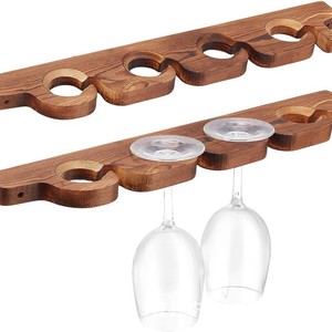 Estante de madera para copas de vino, estante de almacenamiento de copas con tallo de madera maciza para montar en la pared, escurridor, estante de almacenamiento de copas de vino para montar en la pared y - Product Image 2