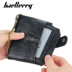 กระเป๋าสตางค์แบบสั้นสำหรับผู้ชาย Baellerry สีดำ หนัง PU พร้อมสายคล้องกันขโมย ช่องใส่บัตรหลายช่อง ช่องใส่เหรียญแบบซิป ใช้ได้ทุกวัน - Product Image 3