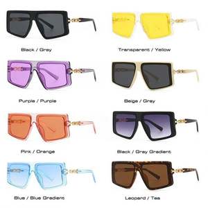 Lunettes de soleil carrées colorées rétro 2022 pour hommes et femmes, UV400, jaunes et violettes, surdimensionnées, en forme de bouclier - Product Image 6