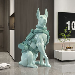 Escultura de piso de <span class=keywords><strong>Doberman</strong></span> de gama alta personalizada estatua de perro de poliresina moderna para el hogar, sala de estar, entrada, modelo de acento decorativo - Product Image 6
