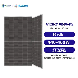 Huasun panel surya tipe N 460W 440W 445W, Hjt setengah sel 96 sel 450W 455W tenaga surya rumah