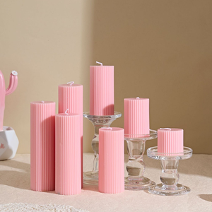 Velas <span class=keywords><strong>de</strong></span> pilar acanaladas <span class=keywords><strong>de</strong></span> diferentes alturas con aroma a fresia, <span class=keywords><strong>de</strong></span> cera <span class=keywords><strong>de</strong></span> soja, para bodas, dormitorios, cumpleaños y San Valentín - Product Image 2