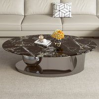 Table basse de salon moderne et extensible 2026, style villa, plateau en marbre, structure en fer, durable, écologique, nouveau style
