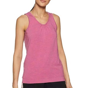 Camiseta sin mangas de punto con cuello redondo rosa para mujer, ropa deportiva informal transpirable - Product Image 1