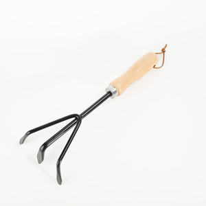 Gran oferta de jardín y macizo de flores, mango de madera, mini herramienta de jardín de acero inoxidable, rastrillo de uñas para jardín - Product Image 1