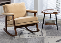 Fauteuil d'appoint moderne, fauteuil à bascule avec structure en bois massif, chaises rembourrées pour salon, fauteuil de lecture pour chambre à coucher