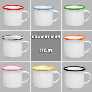 แก้วมัคเคลือบ 350 มล. พิมพ์โลโก้ได้ คุณภาพสูง สำหรับเดินทาง ใส่กาแฟ แก้วกาแฟแบบดั้งเดิม สีสันสดใส ไม่มีลวดลาย มีหูจับ เหมาะสำหรับเป็นของขวัญ - Product Image 2