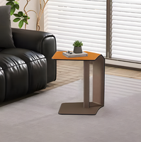 Table d'appoint en cuir minimaliste italienne, table d'appoint moderne minimaliste pour salon