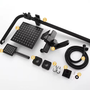 Système <span class=keywords><strong>de</strong></span> <span class=keywords><strong>douche</strong></span> mural en acier inoxydable 304 noir mat certifié CE, avec douchette pluie et bec <span class=keywords><strong>de</strong></span> robinet rotatif à 360°, vente en gros - Product Image 5