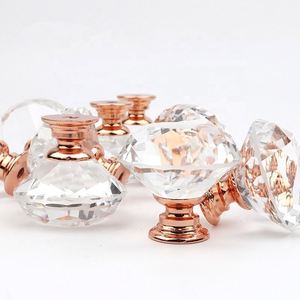 Pomos de Cristal para Joyero CX713, en Oro Rosa con Diamantes - Product Image 1
