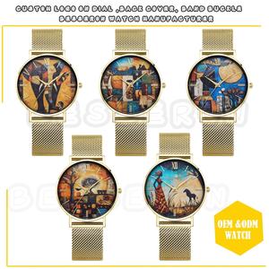 Reloj de Acero Inoxidable Dorado Personalizable para Mujer, Movimiento de Cuarzo Japonés, Estilo Único y Moderno, Esfera de Cristal de 18 mm, Chino - Product Image 2