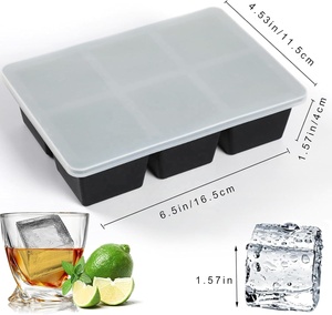 <span class=keywords><strong>Bac</strong></span> à glaçons empilable en silicone, grand moule à glace carré, 6 compartiments, plateau flexible avec couvercle pour congélateur, sans BPA - Product Image 2