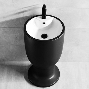 Creative Art Pedestal <b>Basin</b> Ceramic <b>Round</b> Single Hole One Piece Easy Cleaning Bathroom Sink - Product Image 4