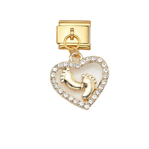 Module de pendentif en acier inoxydable italien, motifs Lune, Amour, Pieds, Étoile, Croix, Cocotier, <span class=keywords><strong>Smiley</strong></span>, Trèfle à quatre feuilles, Bijoux en gros - Product Image 5