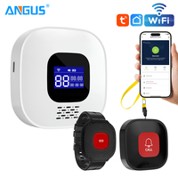 ANGUS Pulsera de Alerta de Caídas WiFi, Compatible con 99 Alertas Inalámbricas, Botón de Pánico SOS para Enfermeras, Aplicación Inteligente Tuya, Llamador para Cuidadores, Botón de Llamada para Personas Mayores