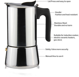 <span class=keywords><strong>Cafetera</strong></span> Espresso Profesional <span class=keywords><strong>Italiana</strong></span> de Acero Inoxidable, <span class=keywords><strong>Cafetera</strong></span> Moka de Inducción con Bolsa, Posavasos, Cepillo y Cuchara - Product Image 2