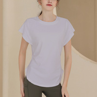 T-shirt de sport respirant en polyester et coton 180g, coupe ajustée, manches courtes, pour la course, l'entraînement, le yoga, les exercices, impression par sublimation pour femmes