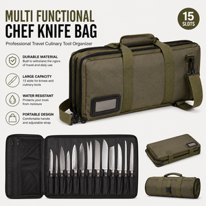 Sac à couteaux de chef multifonctionnel et durable, sac tactique d'extérieur à 15 emplacements, étui à couteaux professionnel, organisateur d'outils culinaires de voyage - Product Image 1