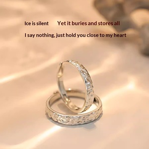 Anillos de Pareja Shui Shui <span class=keywords><strong>Bing</strong></span>, Plata de Ley S925, Diseño Martillado, para Mujer y Hombre, Ligeros, de Lujo, con Sensación de Alta Gama - Product Image 3