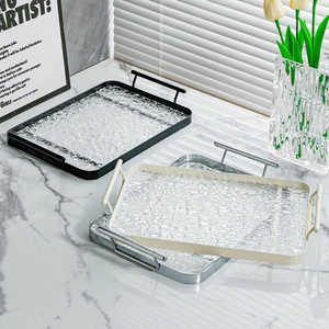 Rectangular Metal Serving Tray With Handles Heat Resistant For Hotel Dining Fruit Tea Service Luxury Style 12x8 Inches - Product Image 4