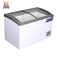 Congélateur de crème glacée Horizontal Double incurvé porte en verre coffre affichage réfrigérateur vitrine de crème glacée refroidisseur pour supermarché