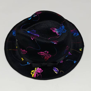 Nouveau style Chapeau de fête en feutre de fibre modale imprimé graffiti coloré, style jazz et cylindre - Product Image 5