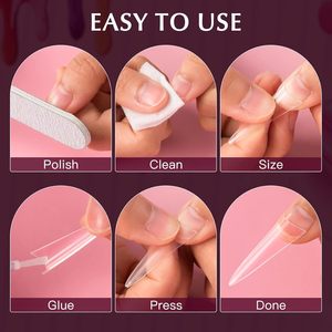 Großhandel 600 Stück/Beutel Französische Lange Stiletto Spitze Künstliche Nagelspitzen Natürlich Klar ABS Acryl Falsche Nagelverlängerung Zubehör - Product Image 5