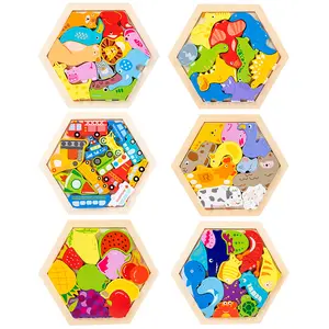 몬테소리 어린이 3d 동물 나무 지그 소 퍼즐 장난감 어린이 선물 어린이 교육 장난감 나무 퍼즐