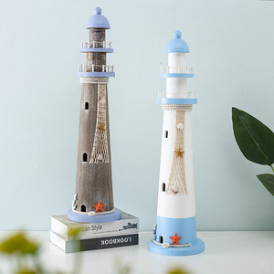 Faro de Madera Estilo Mediterráneo de 75 cm, Decoración para Bodas con Temática Oceánica - Product Image 3