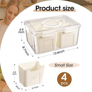 Refrigerator Organize Airtight Rectangle Food-grade PET Injection Fruit Storage <b>Containers</b> <b>Lids</b> Handle BPA-Free Food 4 Removable - Product Image 2