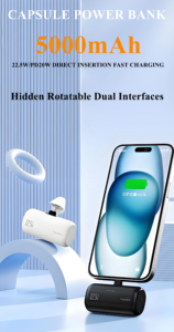 Batterie externe à charge <span class=keywords><strong>rapide</strong></span> 22,5 W, capsule rechargeable, double prise, personnalisable, 5000 mAh - Product Image 5