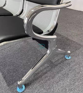 Banc d'attente commercial 1 2 3 4 places avec revêtement en cuir PU et structure métallique pour les espaces publics, les gares, les aéroports, les hôpitaux, les banques - Product Image 4