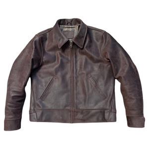 Veste en cuir courte pour homme, coupe slim, en cuir véritable Crazy Horse tanné à l'huile lourde des années 1930, épaisseur 1,8 mm, style vintage - Product Image 5