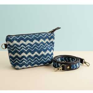 Indigo Block Print Makeup <b>Bag</b> Wholesale <b>Boho</b> Zipper Pouch Handmade Toiletry <b>Bag</b> Cotton Cosmetic Organizer Export India - Product Image 3