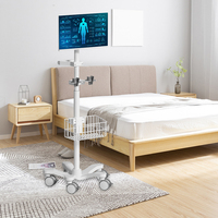 Chariot médical moderne pour moniteur et endoscope, disponible en stock, base ABS à 5 roues, construction pivotante en aluminium, 8 kg, pour hôpitaux et cliniques