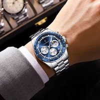 Montre à quartz de luxe pour homme POEDAGAR, chronographe pour homme d'affaires, bracelet original étanche, phase lunaire, calendrier, montre-bracelet 879