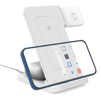 MIUSB Cargador Inalámbrico de Viaje Plegable 3 en 1, Estación de Carga Rápida de 15W, Soporte Universal para Cargador Inalámbrico