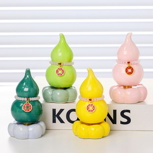 Ornement en céramique en forme de gourde multicolore, décoration de bureau Feng Shui pour la maison, le bureau, cadeau - Product Image 3