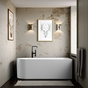 Luxury Single Skirt Oval Indoor Soaking Bath <b>White</b> <b>Acrylic</b> Solid Surface with Function for Apartments - Product Image 5