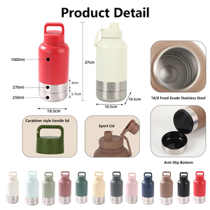 Comedero Portátil para Mascotas de Acero Inoxidable 2 en 1 con Logotipo Personalizado, Botella de Agua para Perros de Viaje de 32 oz con Contenedor de Alimentos - Product Image 3