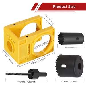 Kit de instalación de cerraduras de puerta, plantilla guía de plástico ajustable con sierra perforadora de acero al carbono para puertas de 35-43 mm de grosor - Product Image 4