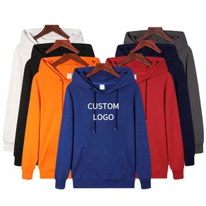 Sweat-shirts à capuche unisexe en coton uni surdimensionnés de haute qualité pour homme, avec poches, pour l'automne, en gros, grandes tailles, épais - Product Image 2
