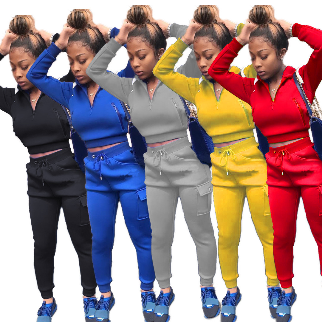 2021 Fall Winter Casual 2 Piece Outfits Clothing Sweatpants and Hoodie Jogging Tracksuit Women Two Piece Set