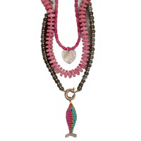 Kalung Ikan Koi Rantai Bambu Berhias Manik-Manik Warna-Warni Gaya Eropa Amerika, Laris Manis, Tenun Tangan Murni, Fashion Dopamin untuk Wanita